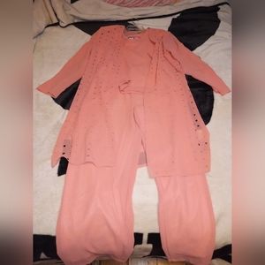 Sheer pink pant suit set